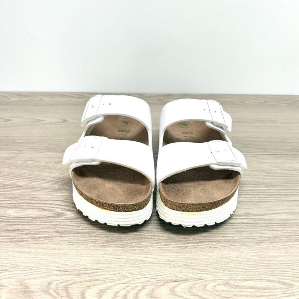 Birkenstock Papillio Arizona White Flex Platform Sandals Sz 39 US 8-8.5 Narrow - Picture 6 of 9